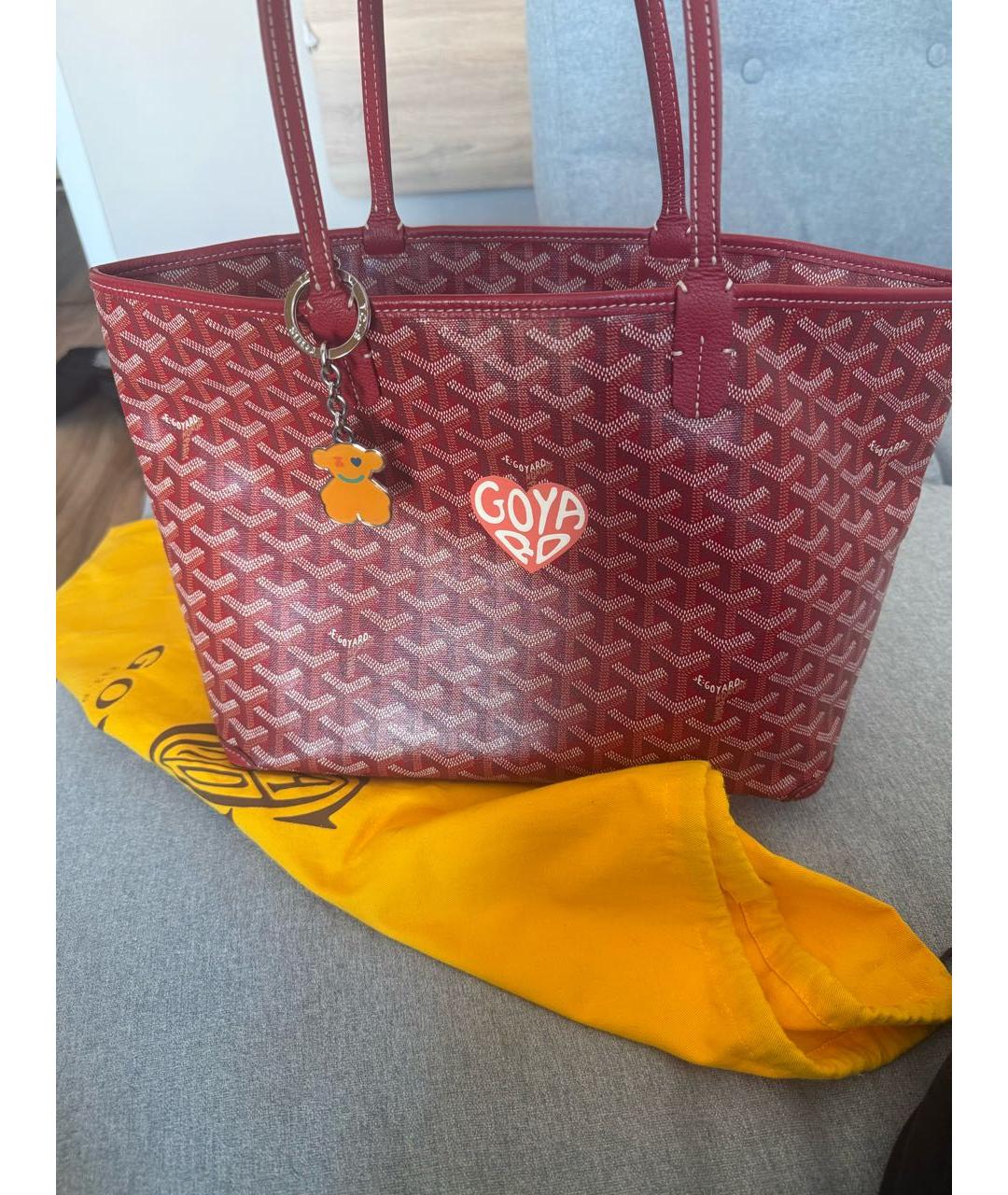 GOYARD Красная кожаная сумка тоут, фото 6