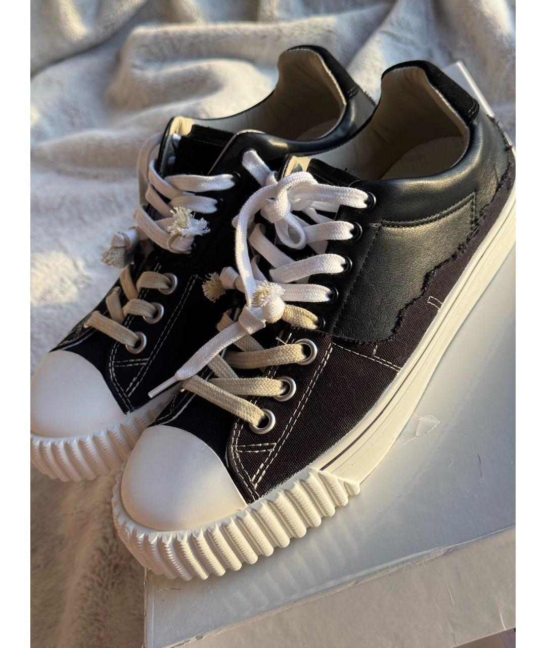 MAISON MARGIELA Черные кожаные кеды, фото 6
