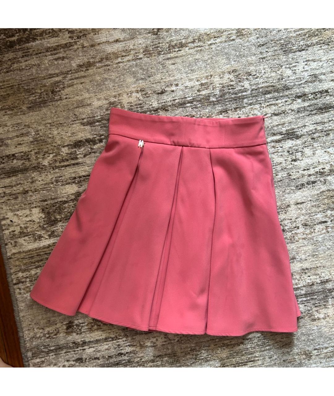 ELISABETTA FRANCHI Коралловая полиэстеровая юбка мини, фото 5