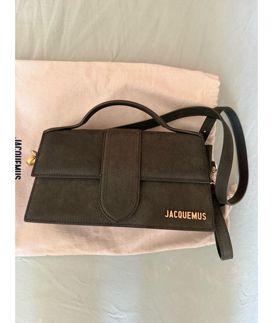 JACQUEMUS Хаки замшевая сумка через плечо, фото 5