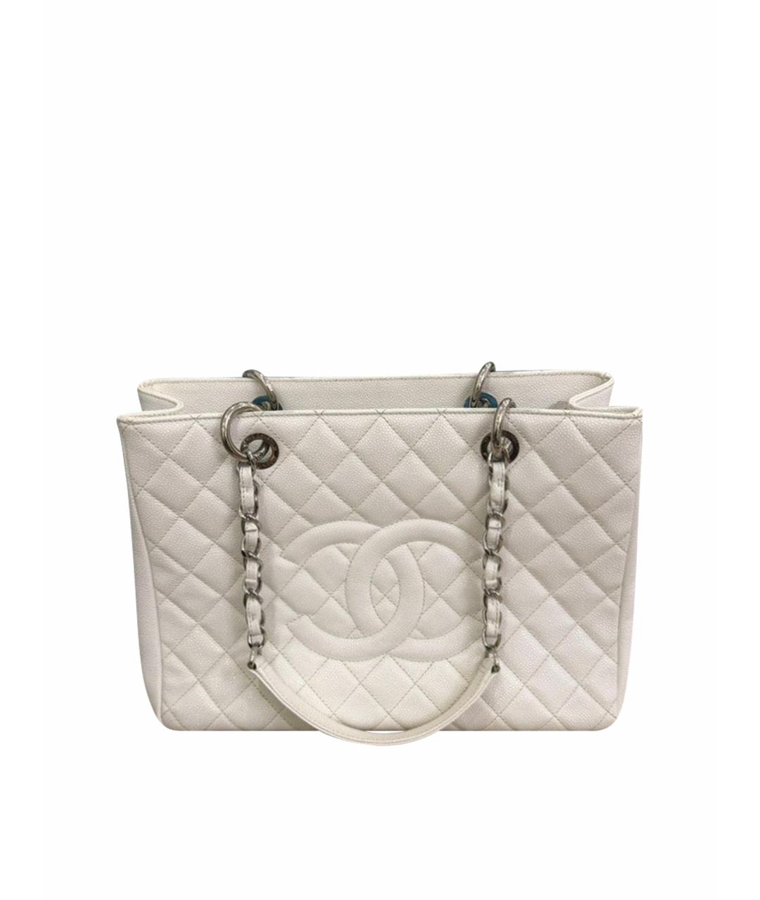 CHANEL Белая кожаная сумка тоут, фото 1