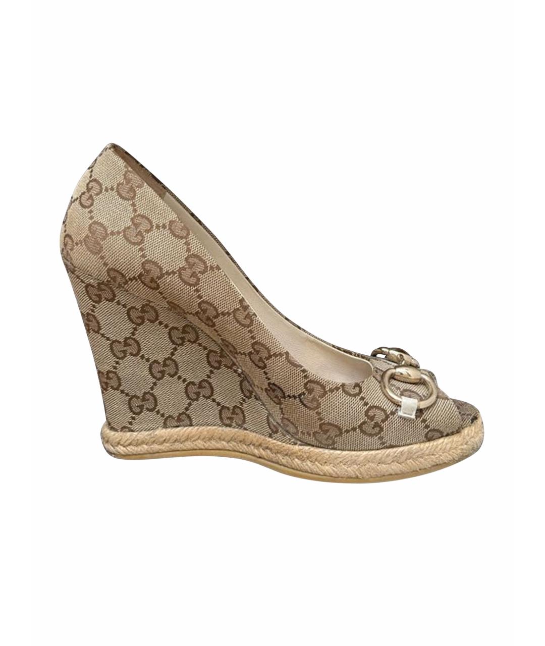 GUCCI Бежевые текстильные туфли, фото 1