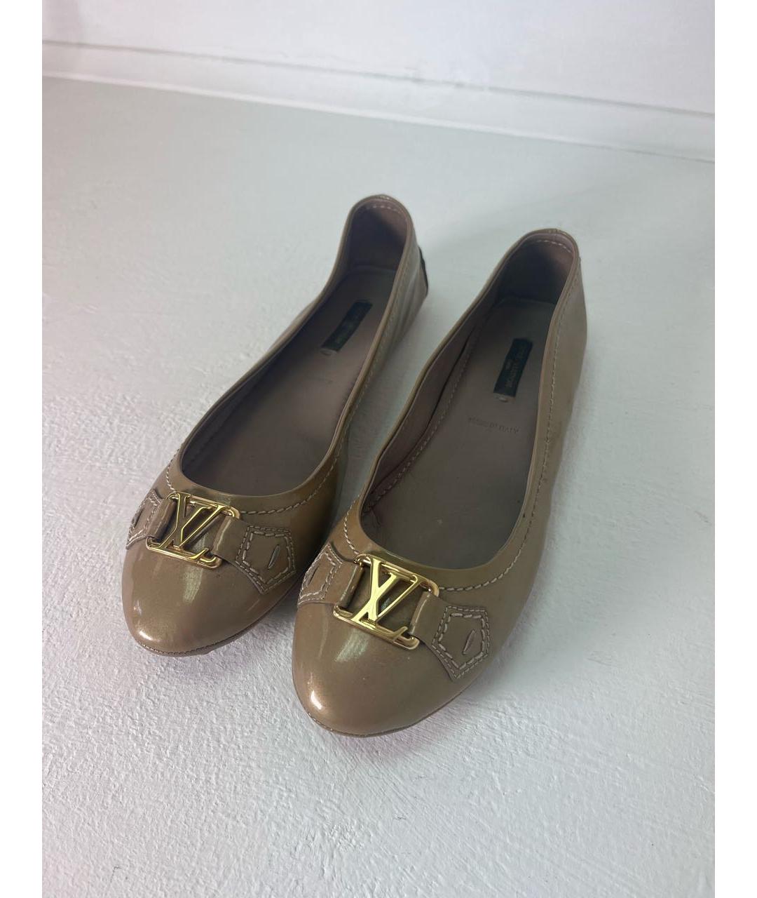 LOUIS VUITTON Бежевые кожаные туфли, фото 8