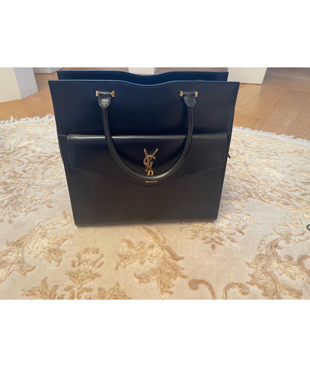 YVES SAINT LAURENT BEAUTY Черная кожаная сумка с короткими ручками, фото 7