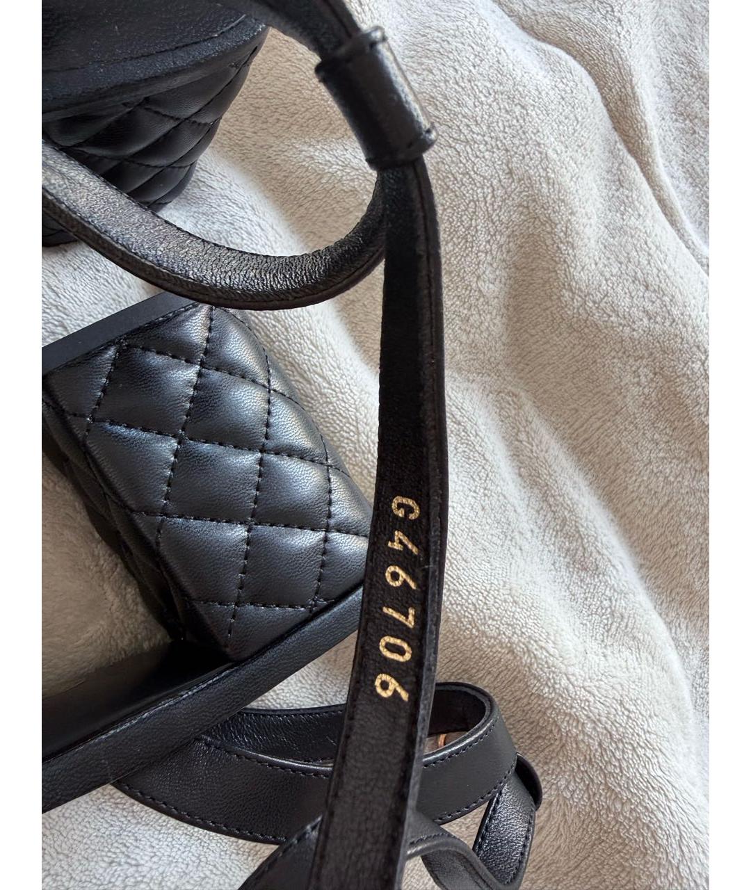 CHANEL Черные кожаные босоножки, фото 5