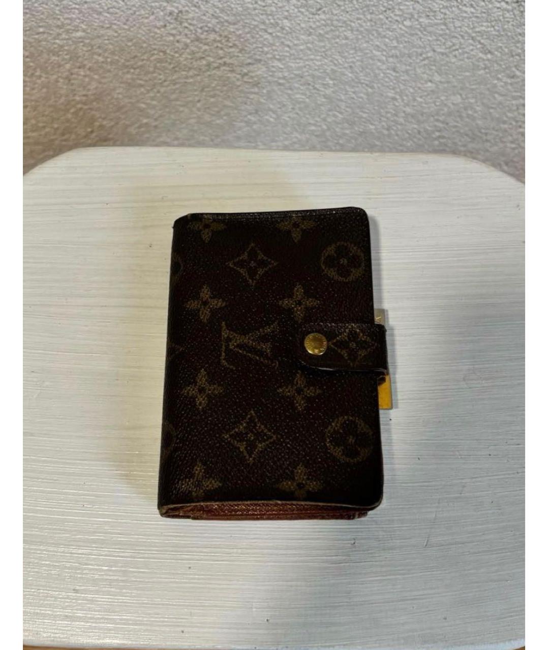 LOUIS VUITTON Коричневый кожаный кошелек, фото 8