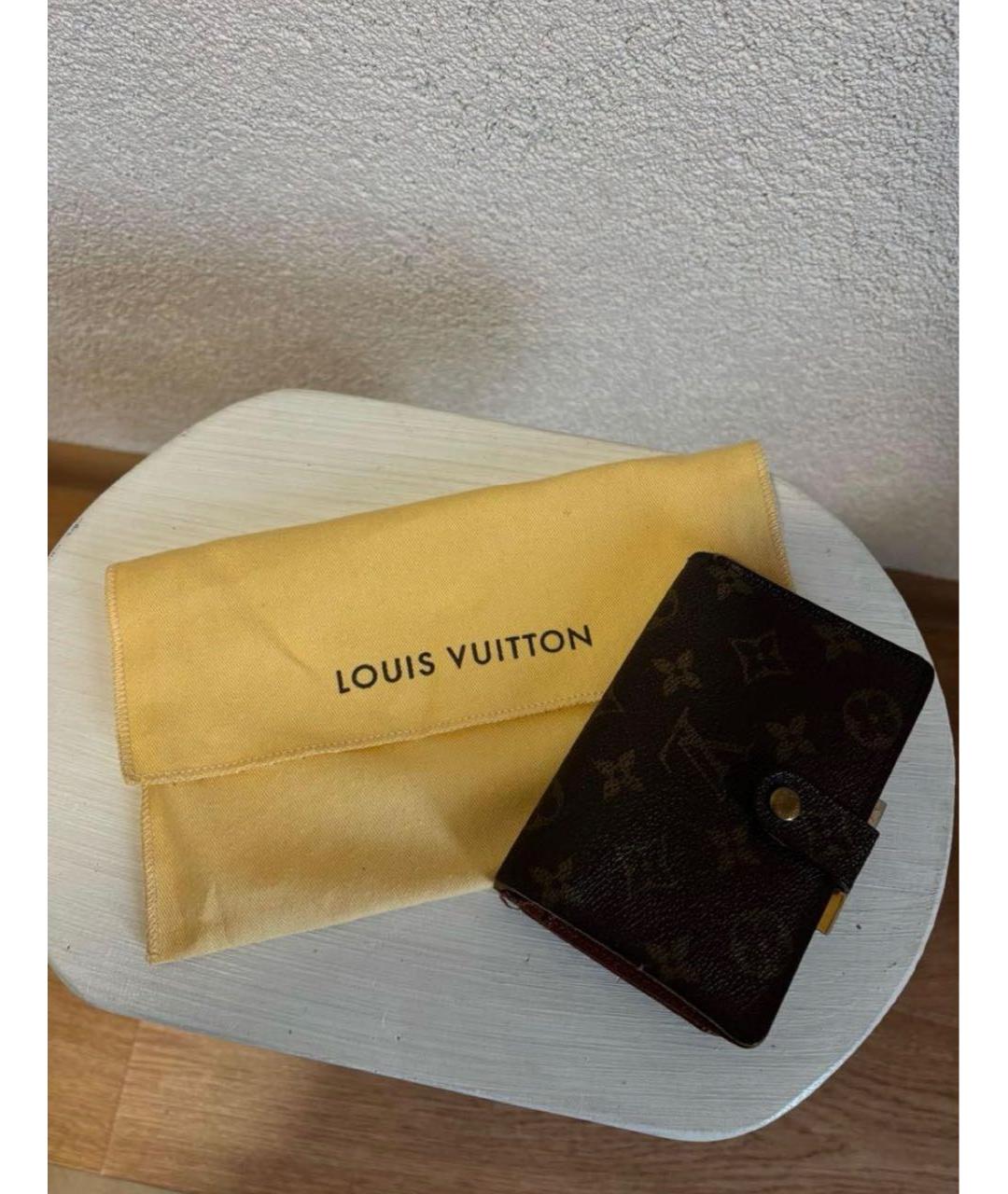 LOUIS VUITTON Коричневый кожаный кошелек, фото 2