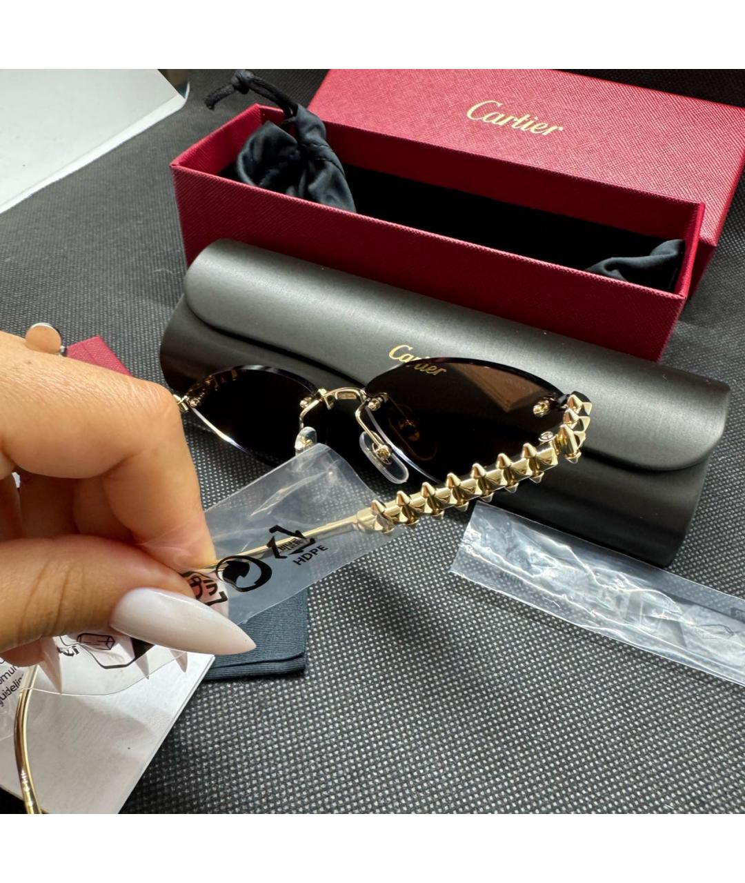 CARTIER Золотые солнцезащитные очки, фото 4