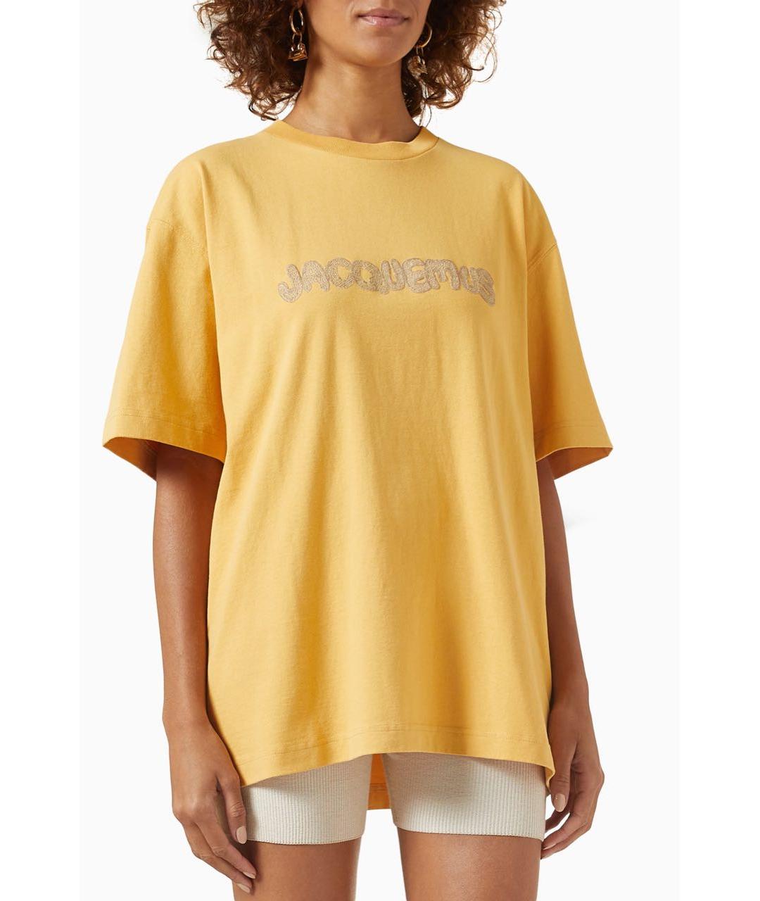 JACQUEMUS Оранжевая хлопковая футболка, фото 3