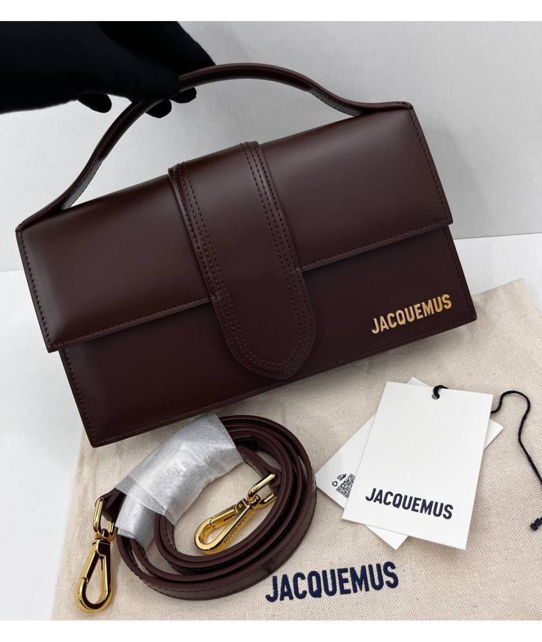 JACQUEMUS Коричневая кожаная сумка через плечо, фото 2
