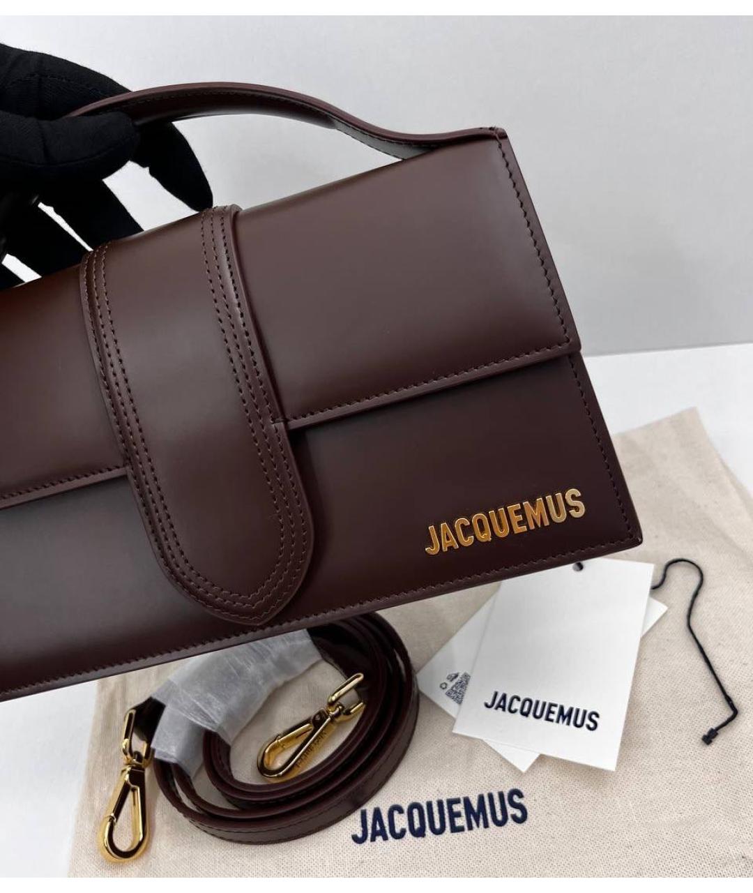 JACQUEMUS Коричневая кожаная сумка через плечо, фото 4