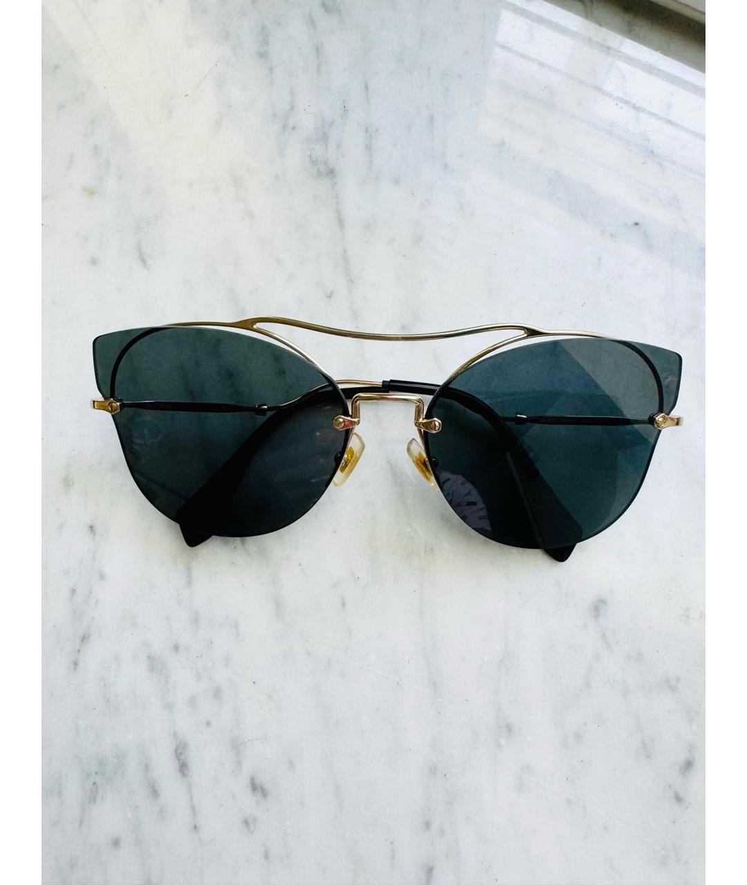 MIU MIU Черные металлические солнцезащитные очки, фото 8