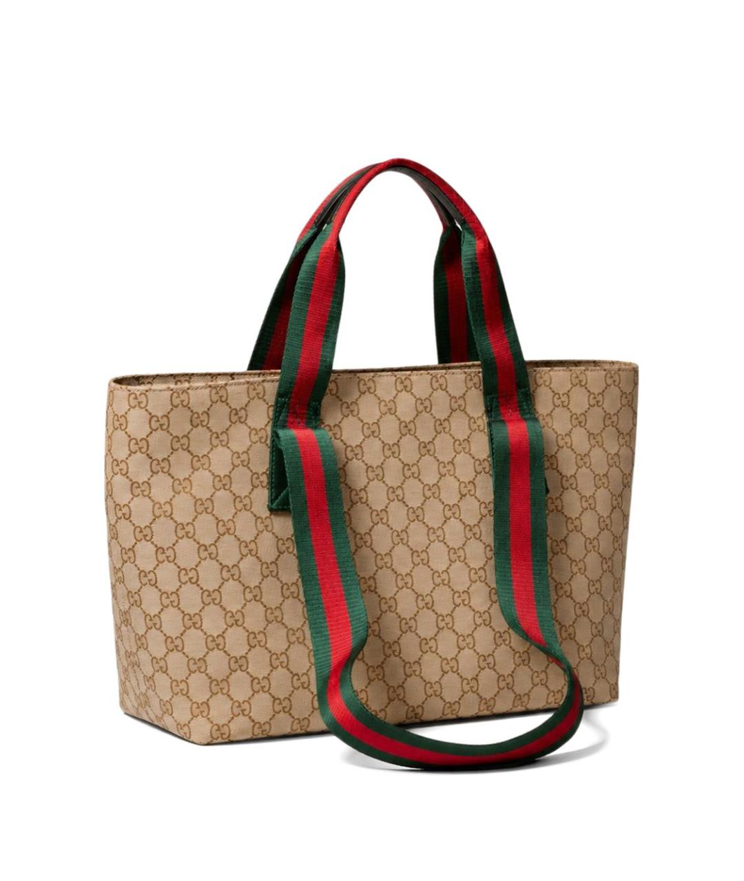 GUCCI Бежевая сумка тоут из канвы, фото 5