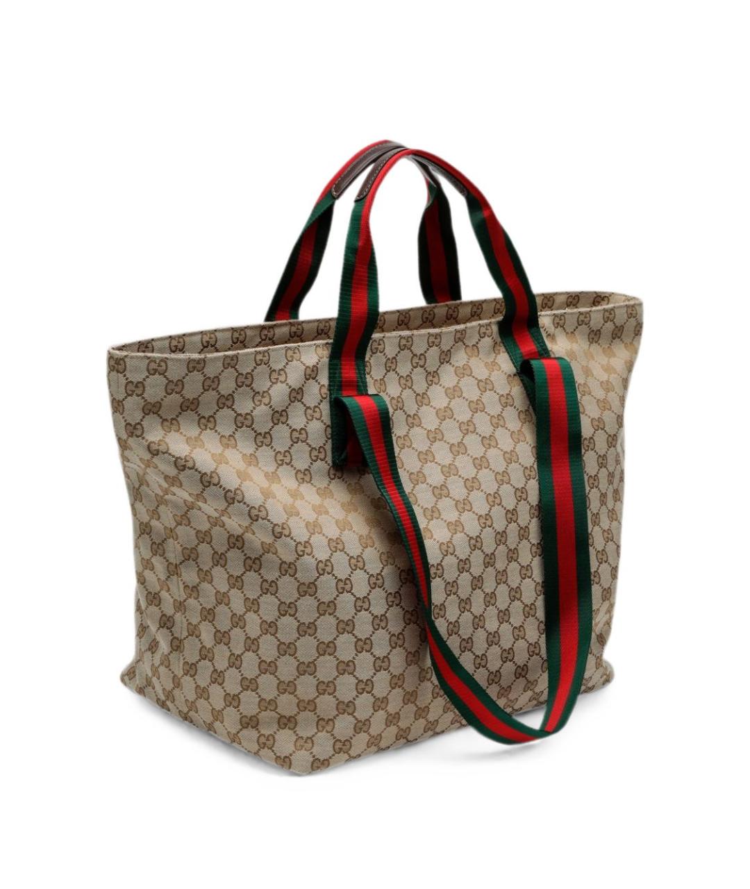 GUCCI Бежевая канва сумка тоут, фото 3