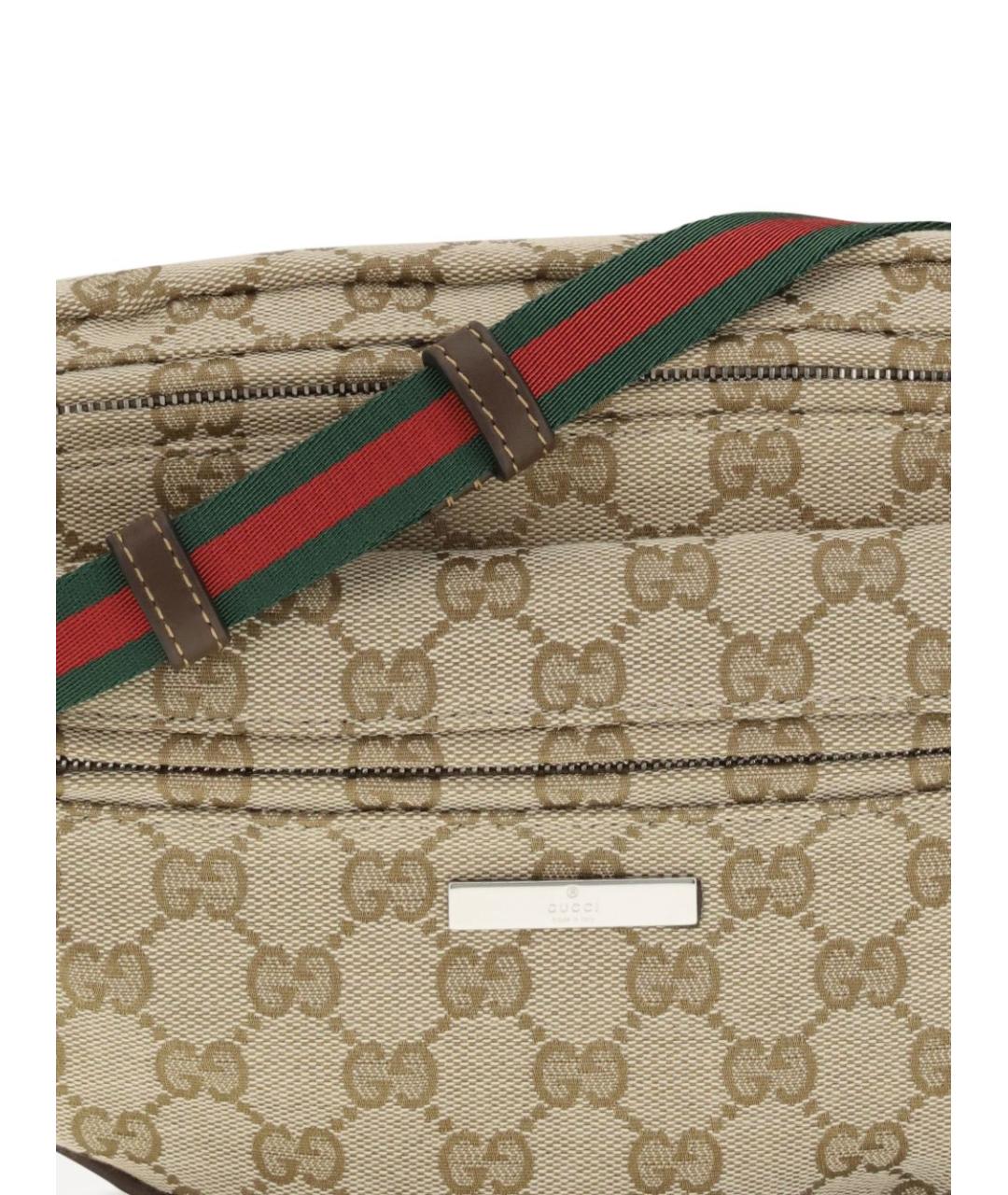 GUCCI Бежевая поясная сумка из канвы, фото 4
