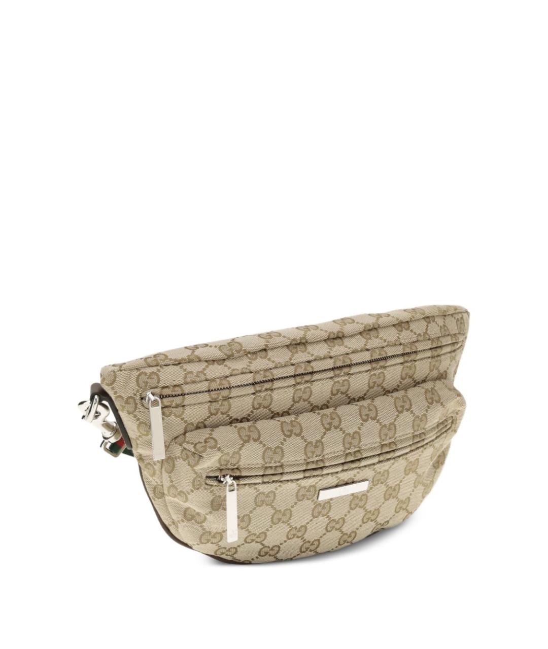 GUCCI Бежевая поясная сумка из канвы, фото 3
