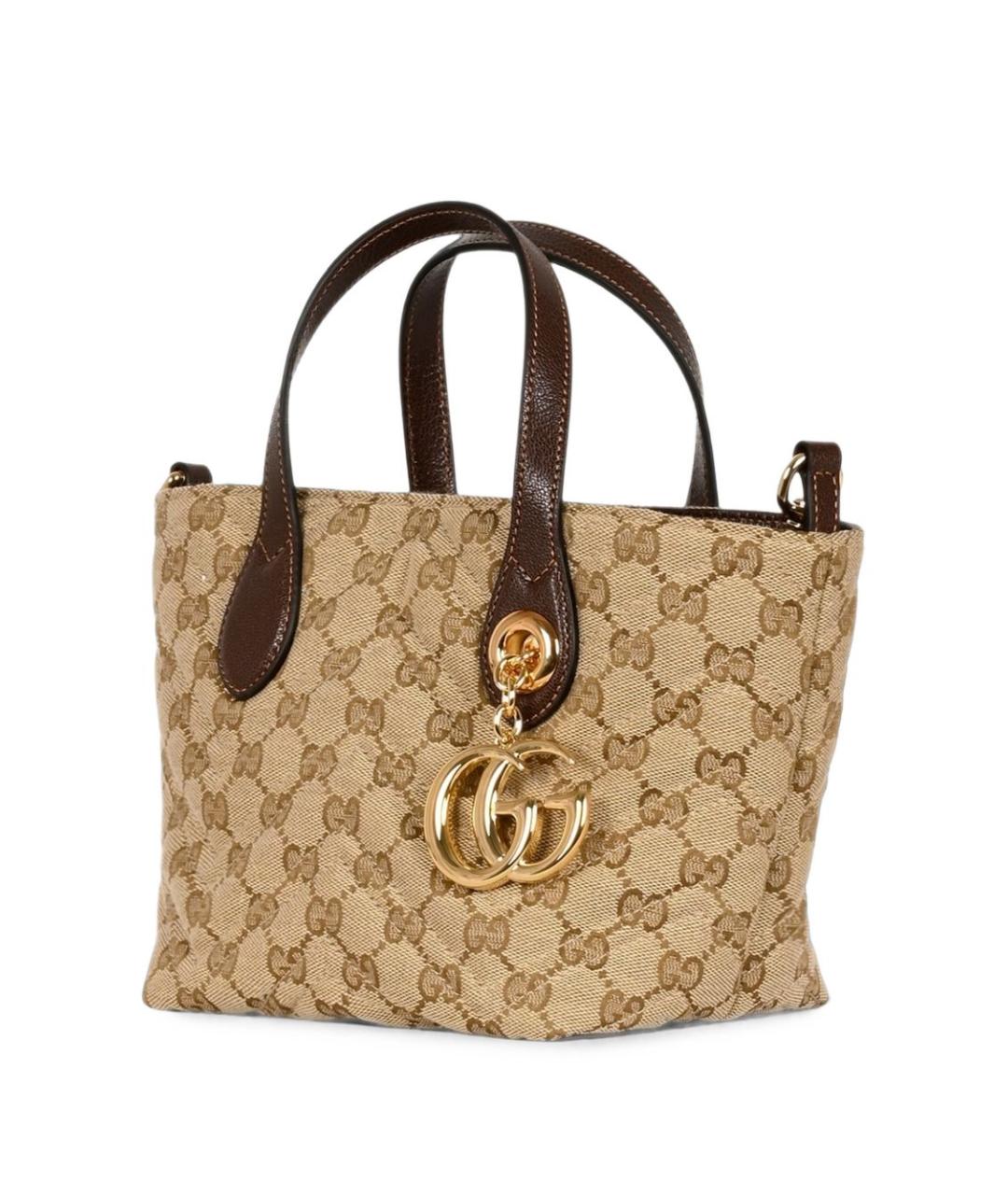 GUCCI Бежевая сумка тоут из канвы, фото 2