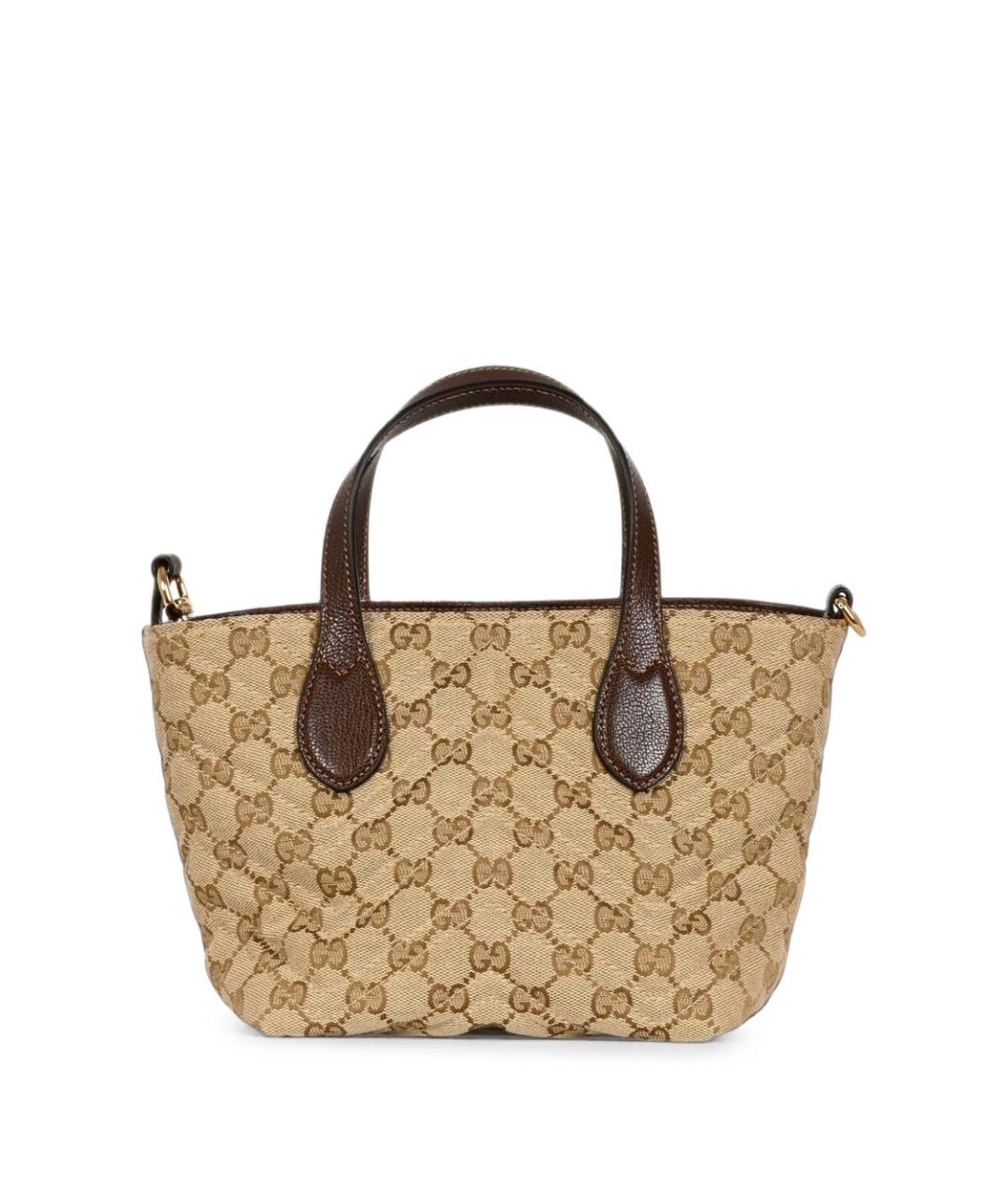 GUCCI Бежевая сумка тоут из канвы, фото 4