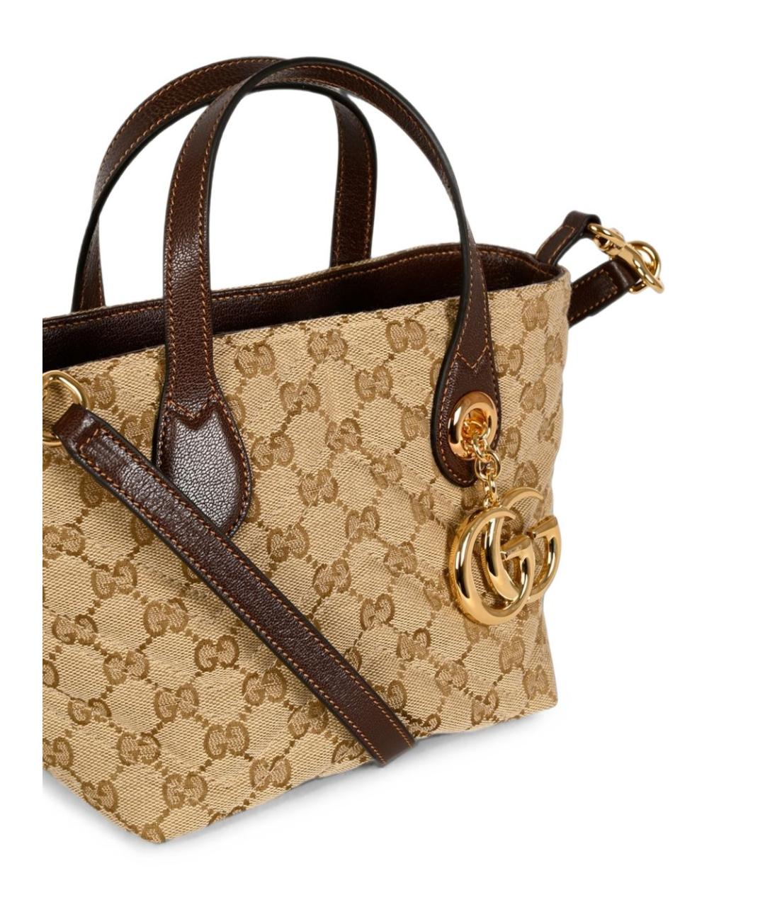 GUCCI Бежевая сумка тоут из канвы, фото 3