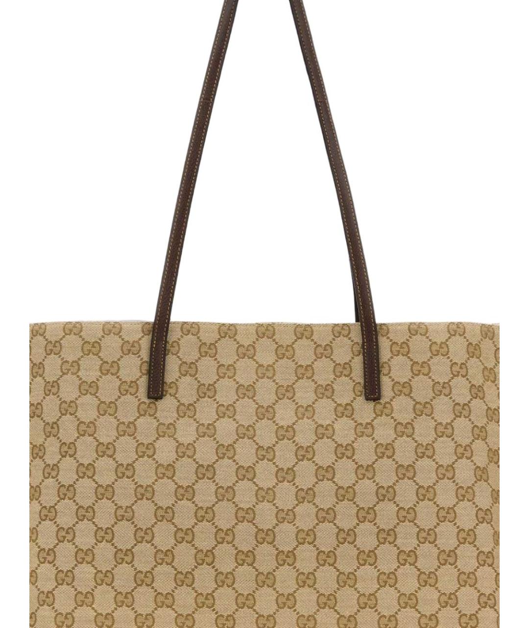 GUCCI Бежевая сумка тоут из канвы, фото 3
