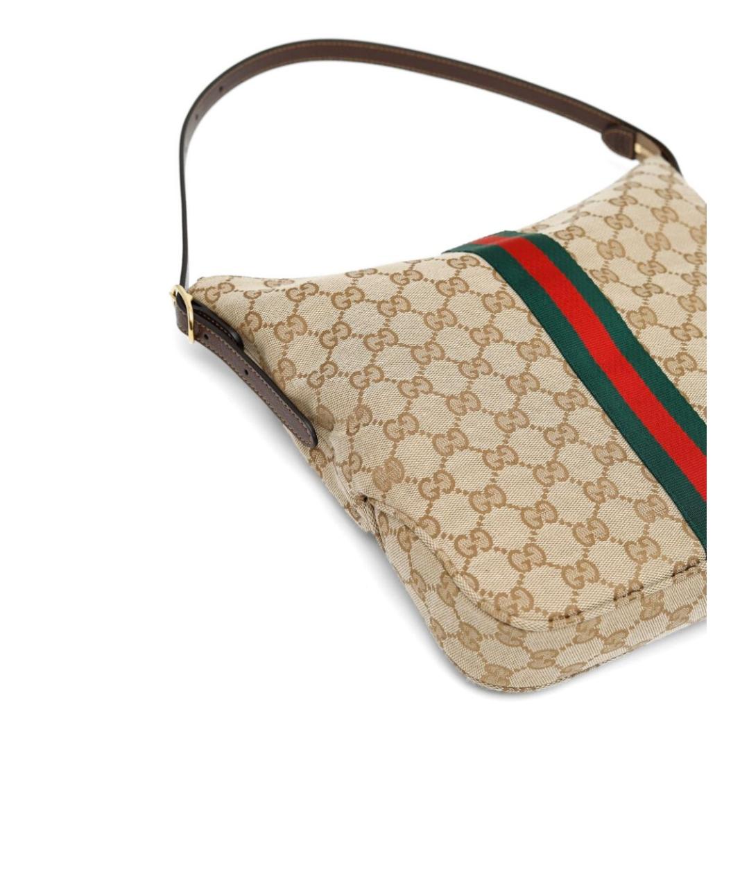 GUCCI Бежевая сумка на плечо из канвы, фото 4