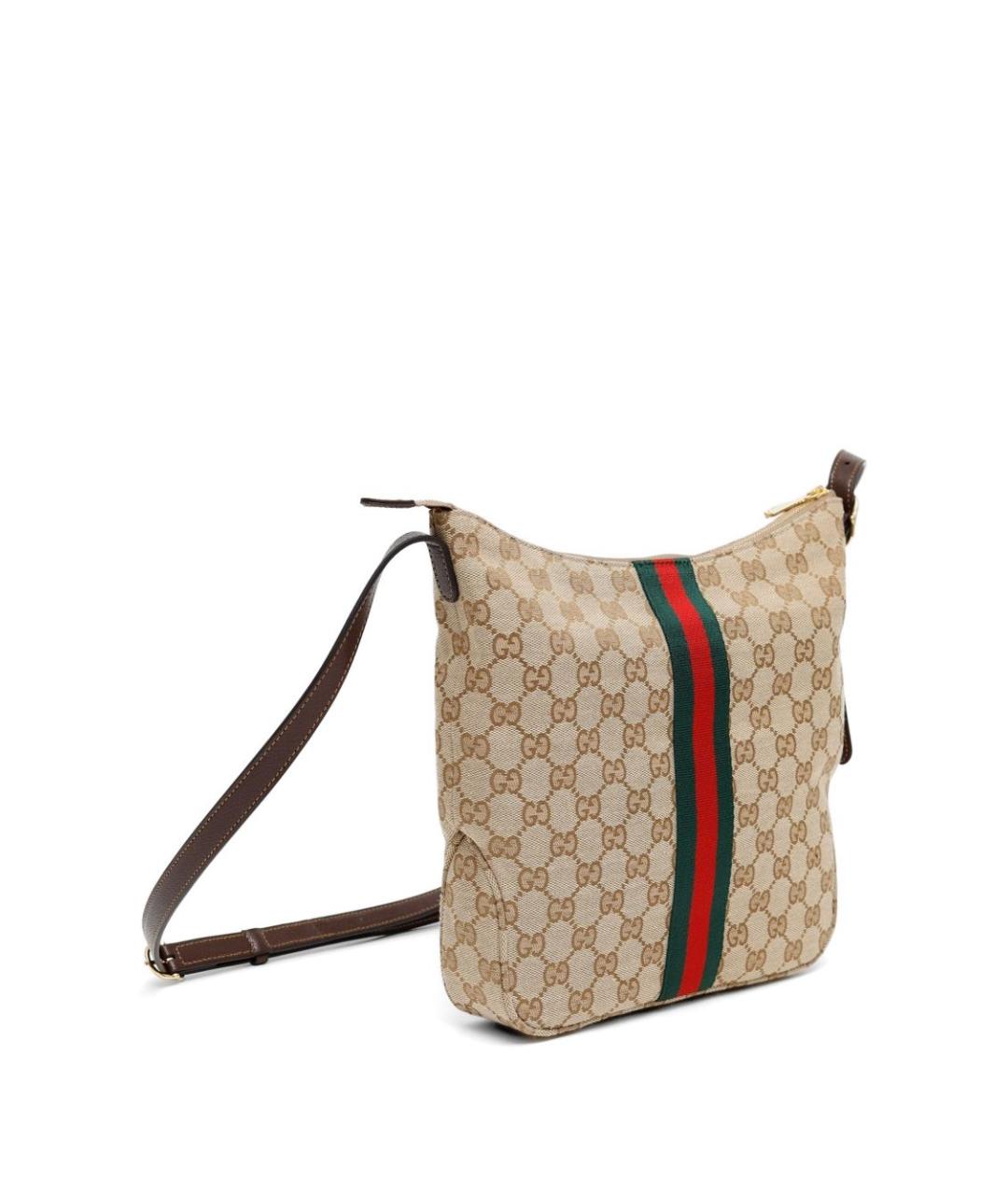 GUCCI Бежевая сумка на плечо из канвы, фото 2