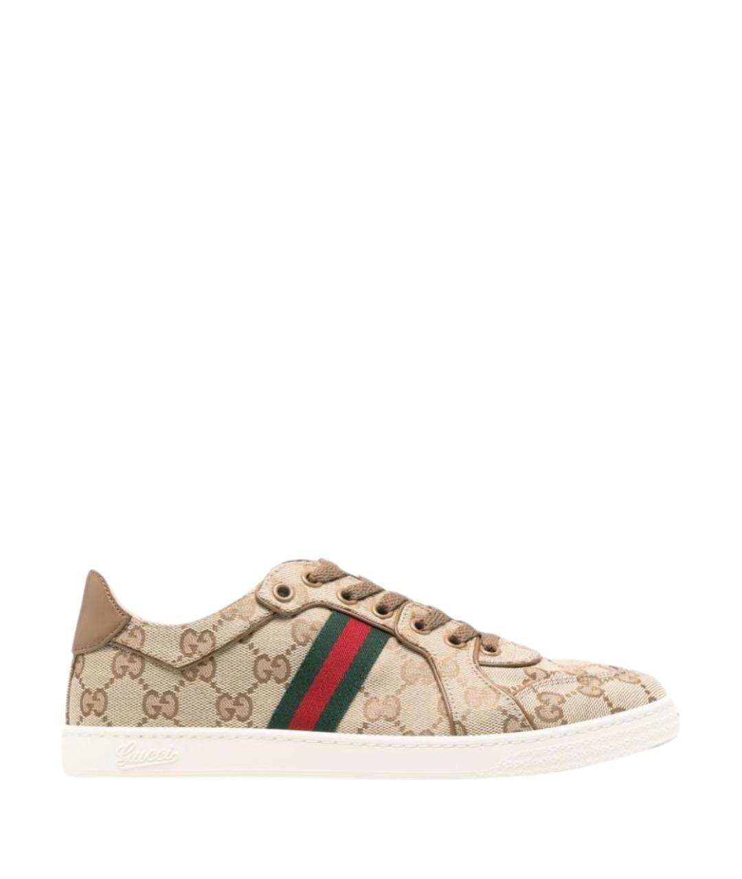 GUCCI Бежевые текстильные кеды, фото 1