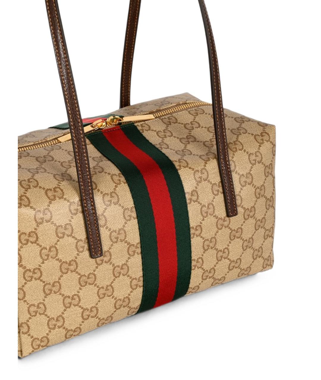 GUCCI Бежевая сумка через плечо из канвы, фото 3