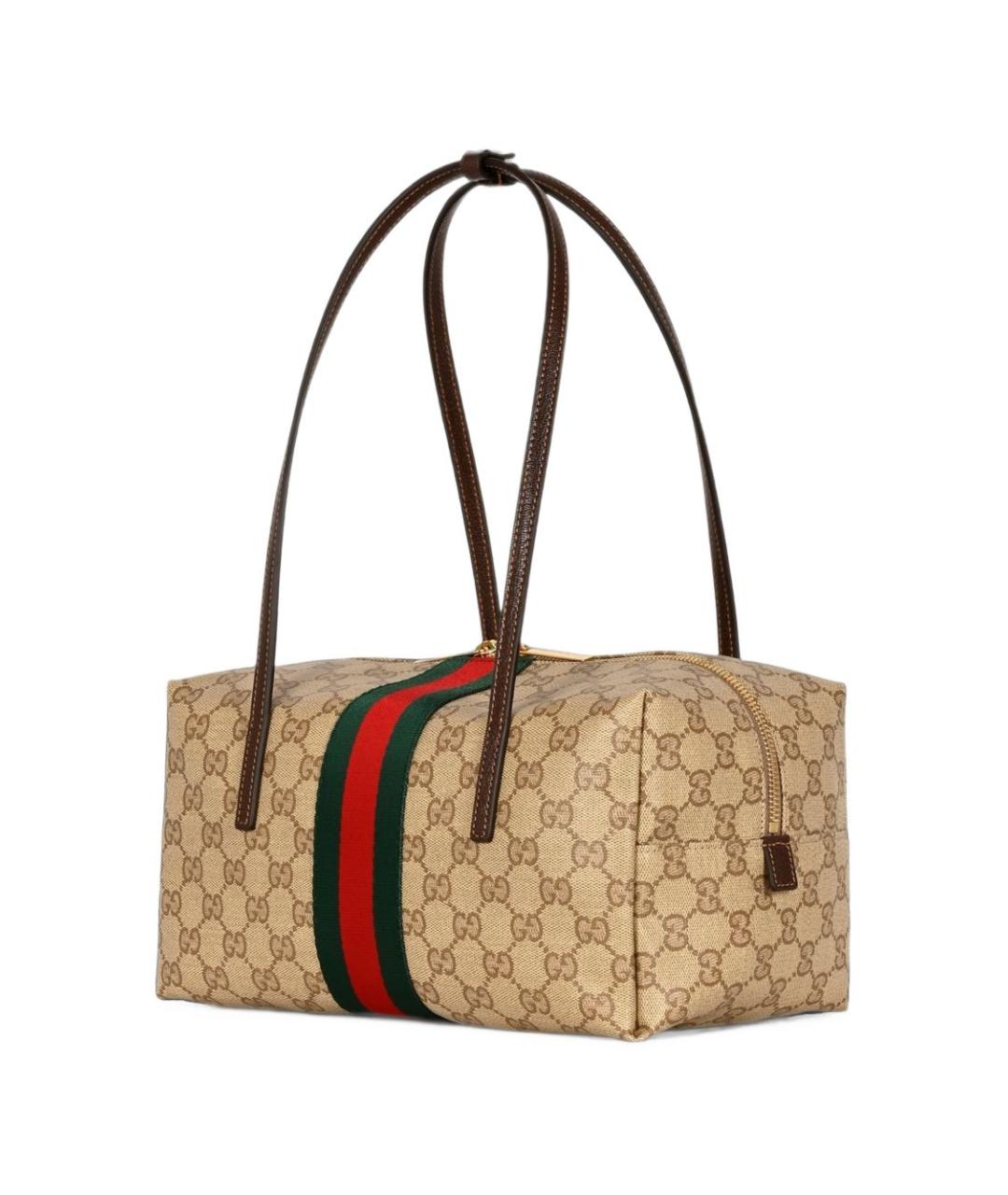 GUCCI Бежевая сумка через плечо из канвы, фото 4