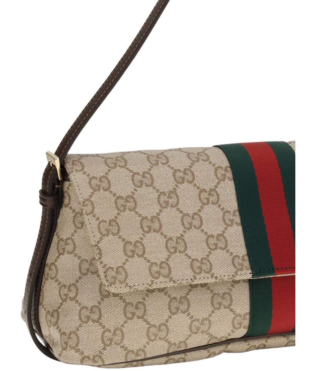 GUCCI Бежевая сумка через плечо из канвы, фото 2