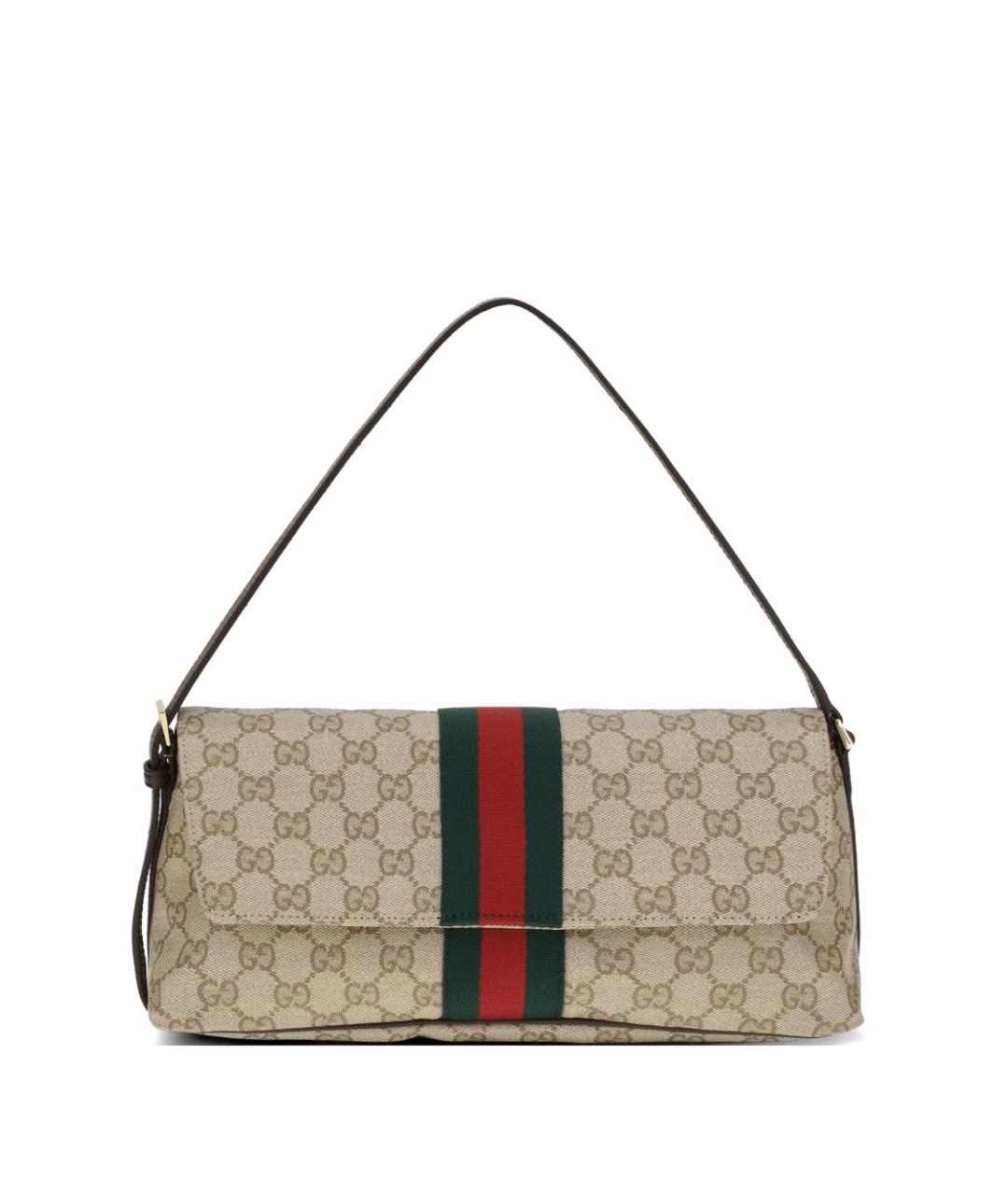 GUCCI Бежевая сумка через плечо из канвы, фото 1