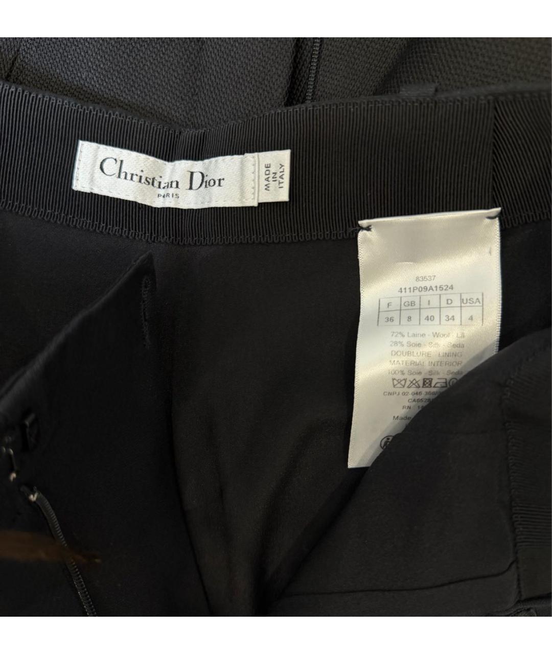 CHRISTIAN DIOR Черные шерстяные брюки широкие, фото 4