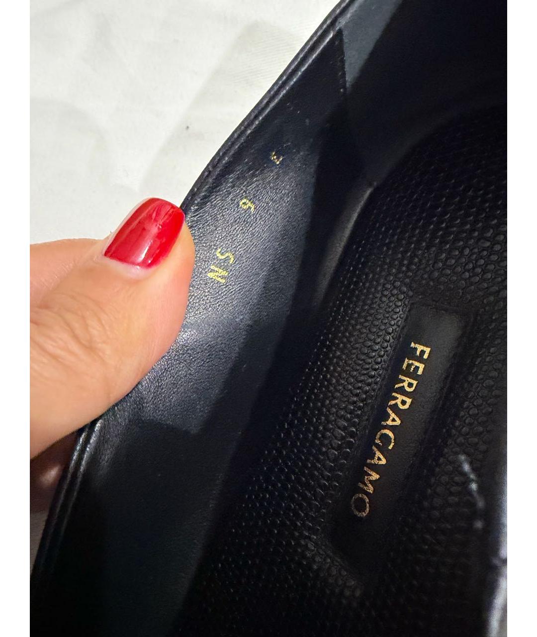 FERRAGAMO Черные кожаные балетки, фото 7