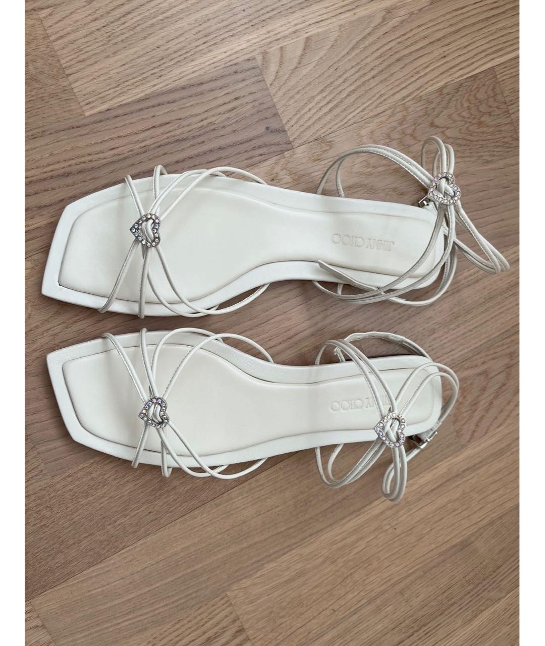 JIMMY CHOO Белые кожаные сандалии, фото 3