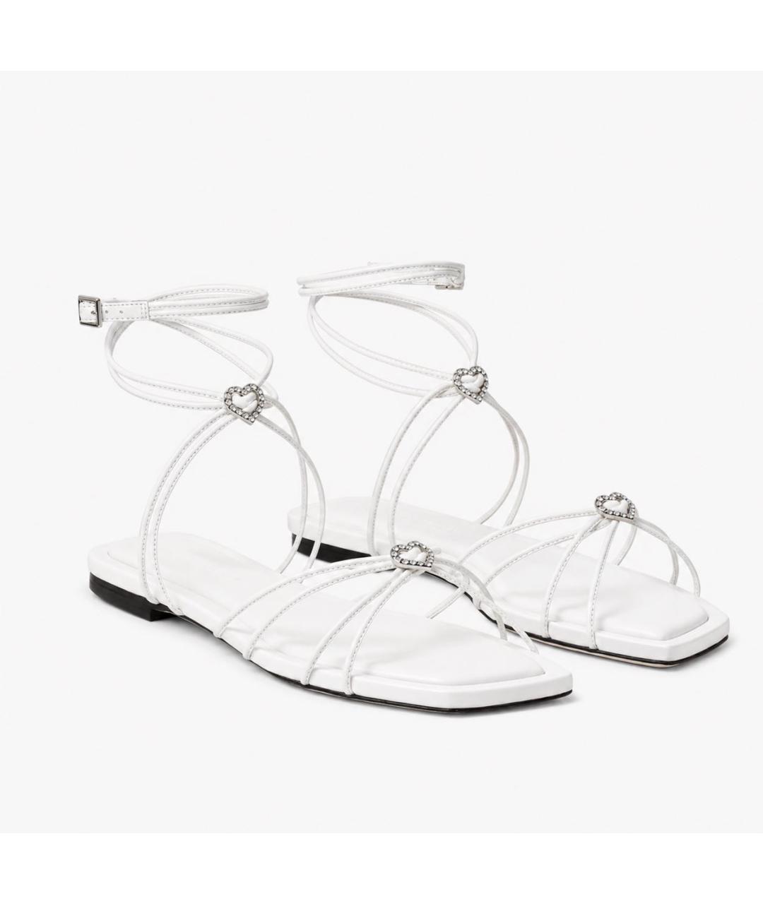 JIMMY CHOO Белые кожаные сандалии, фото 2