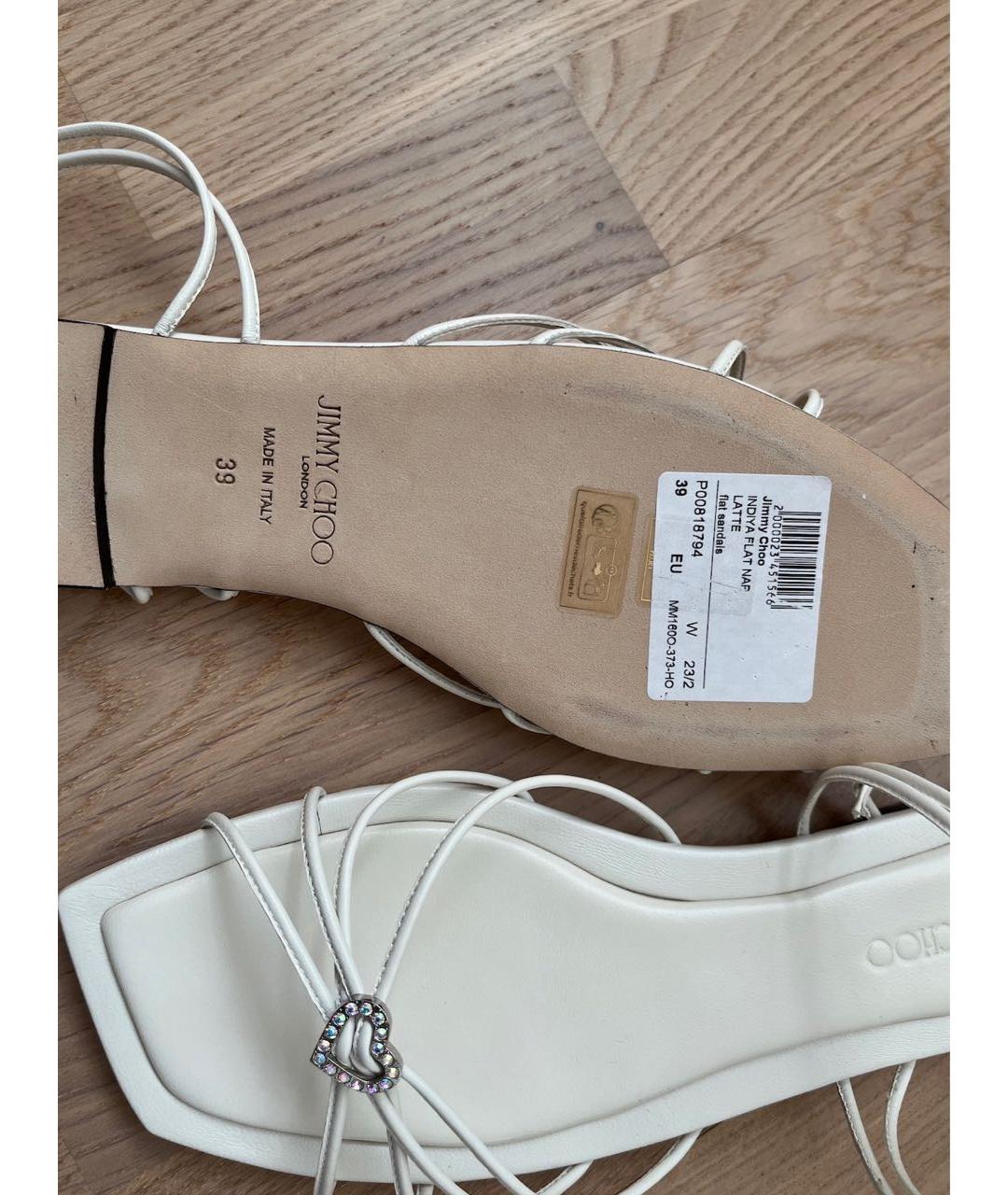 JIMMY CHOO Белые кожаные сандалии, фото 4