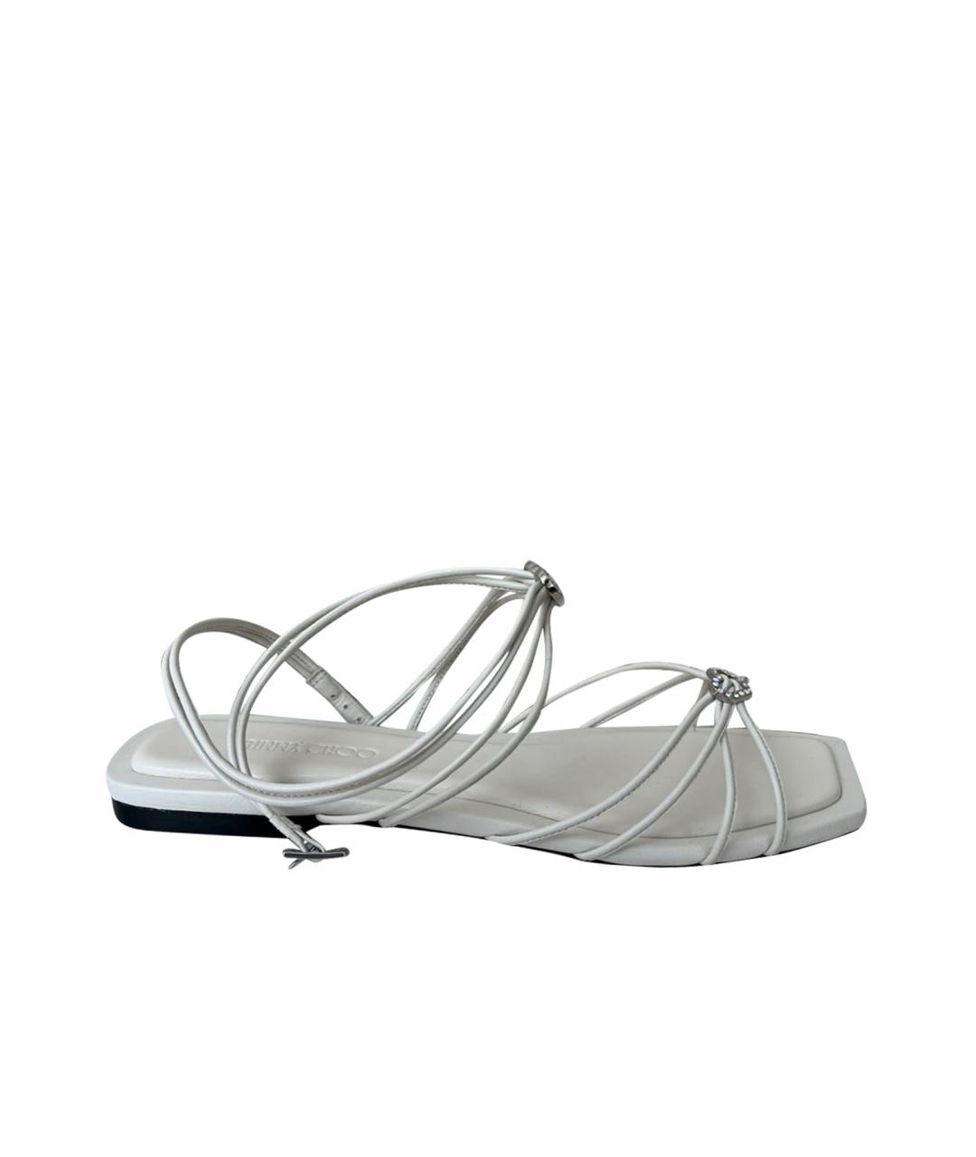 JIMMY CHOO Белые кожаные сандалии, фото 1
