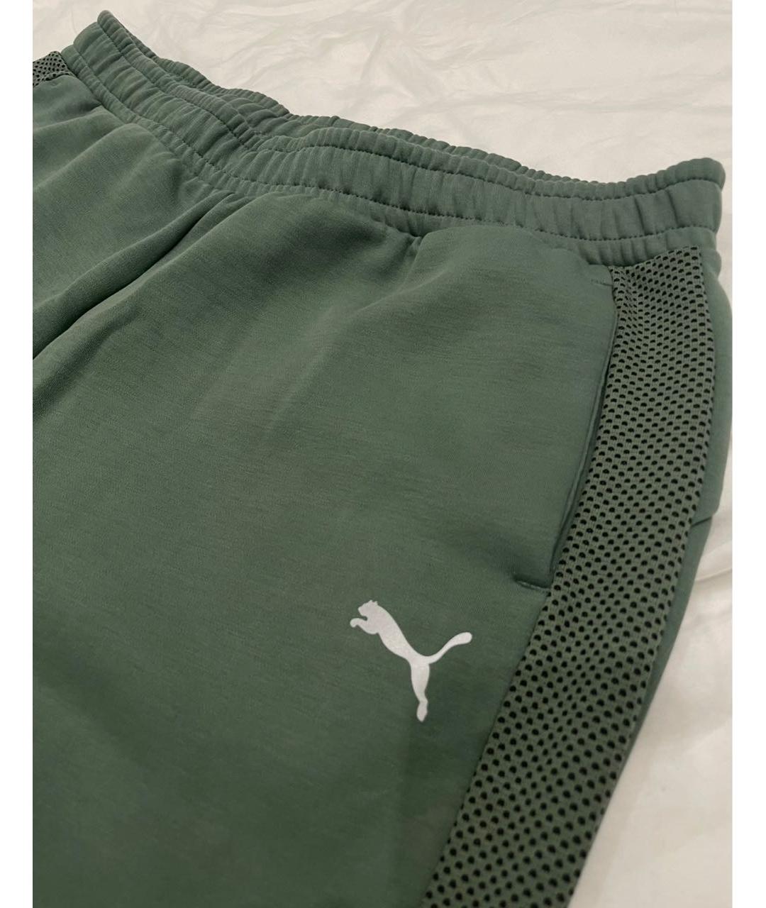 PUMA Хаки хлопко-эластановые спортивные брюки и шорты, фото 2