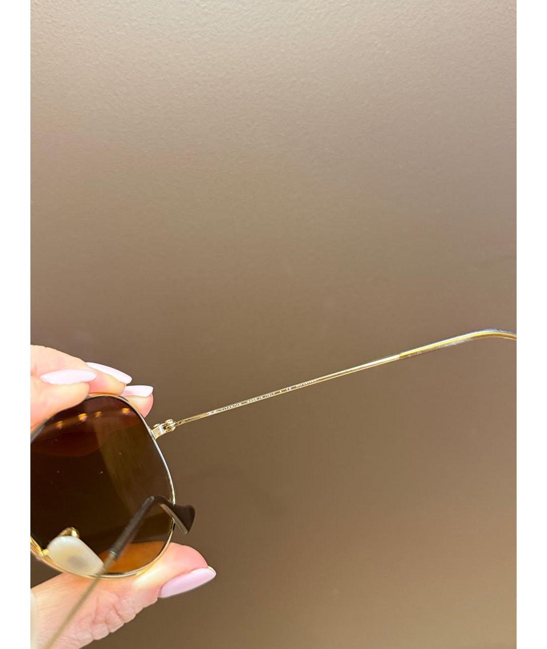 RAY BAN Золотые металлические солнцезащитные очки, фото 3