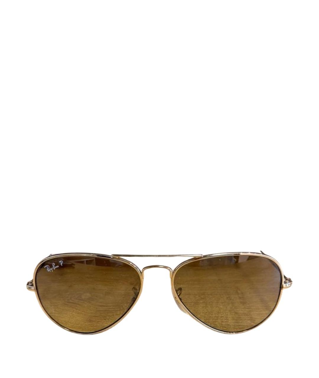 RAY BAN Золотые металлические солнцезащитные очки, фото 1