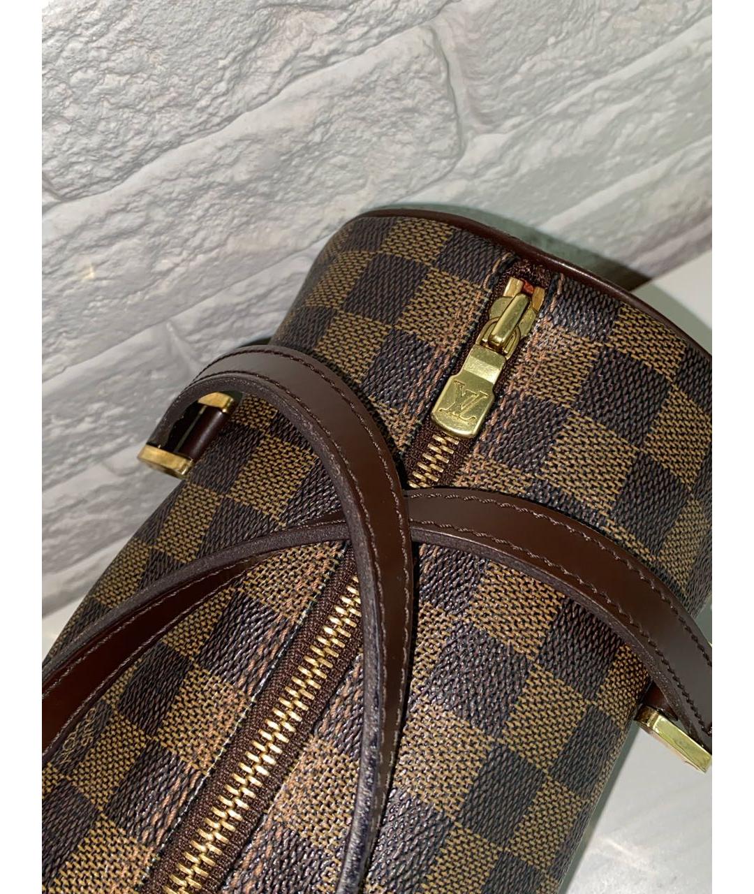 LOUIS VUITTON Коричневая кожаная сумка с короткими ручками, фото 6