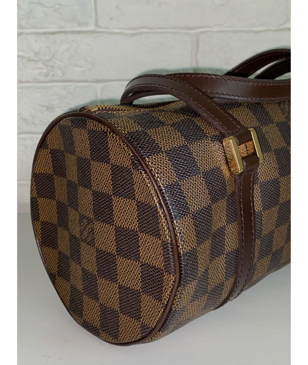 LOUIS VUITTON Коричневая кожаная сумка с короткими ручками, фото 3