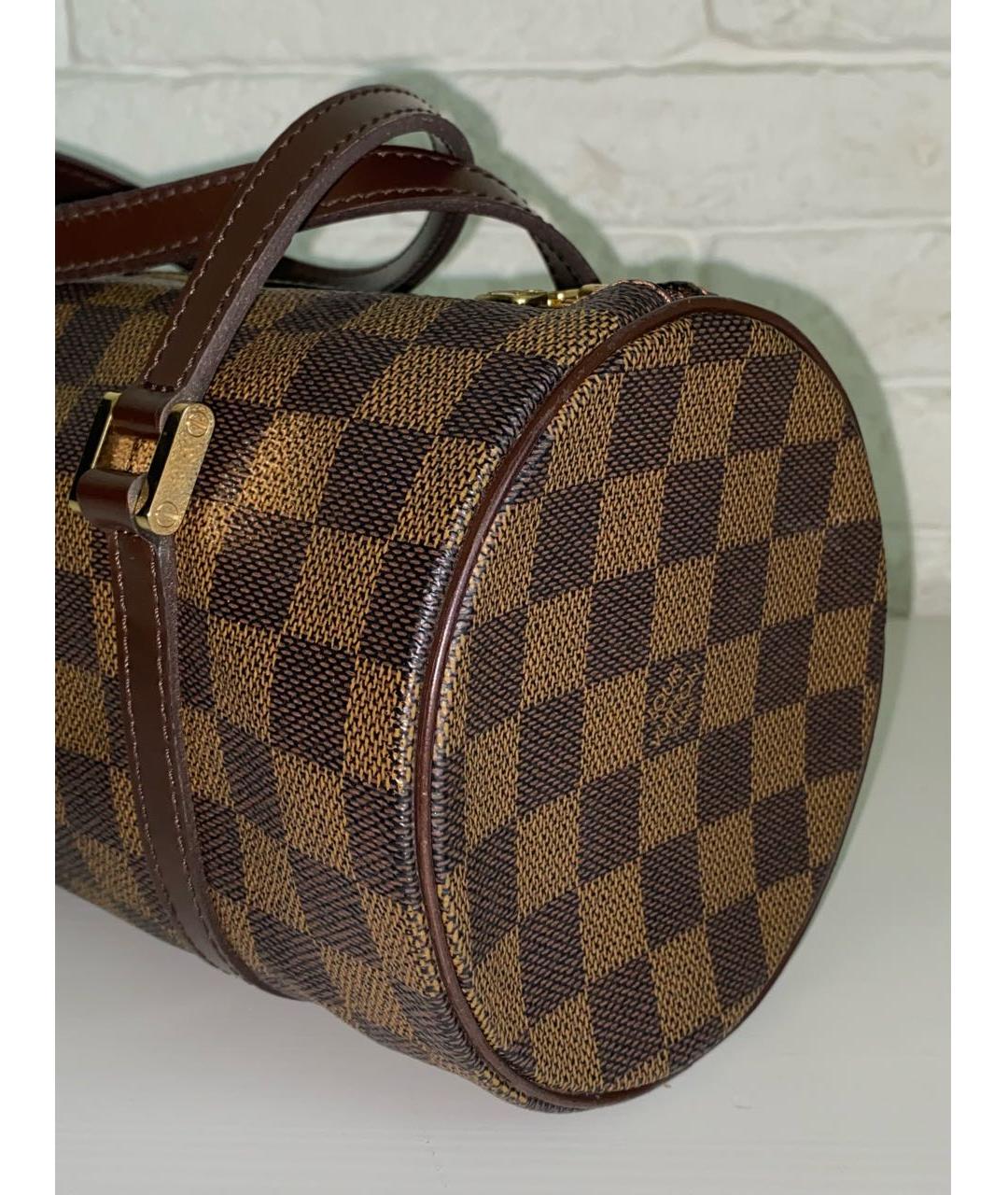LOUIS VUITTON Коричневая кожаная сумка с короткими ручками, фото 4