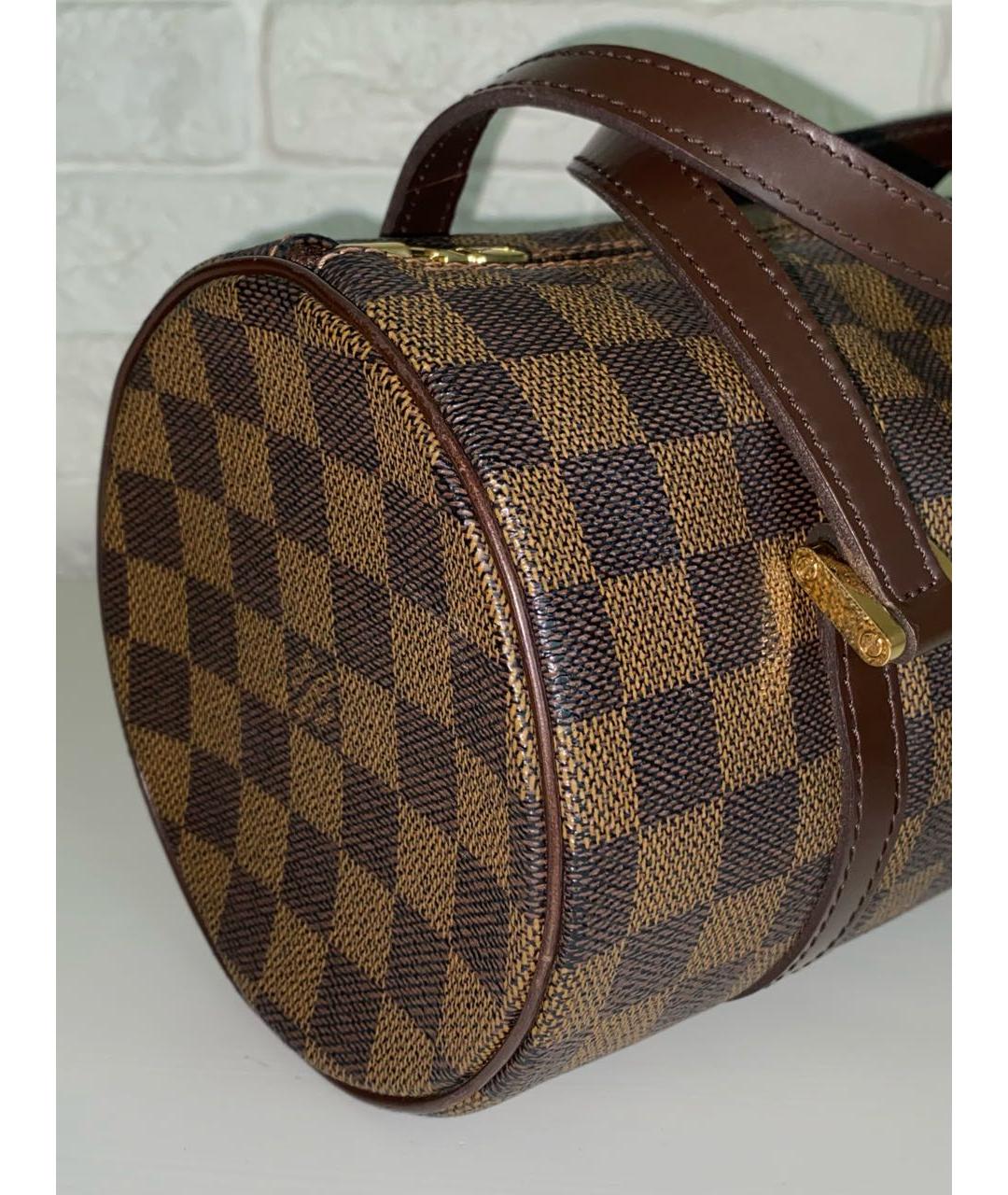 LOUIS VUITTON Коричневая кожаная сумка с короткими ручками, фото 5