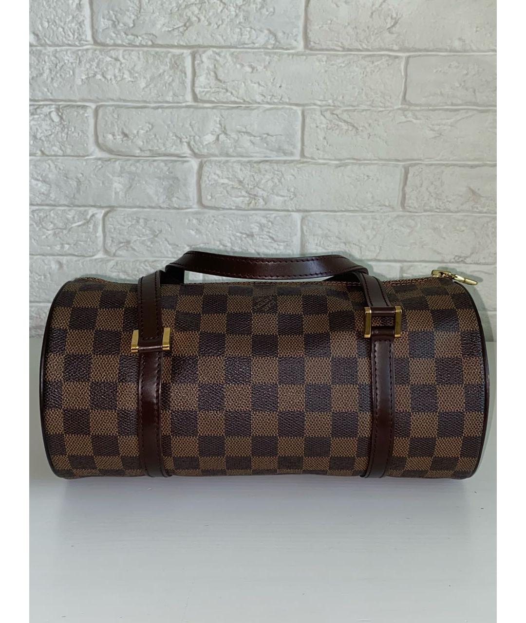 LOUIS VUITTON Коричневая кожаная сумка с короткими ручками, фото 9