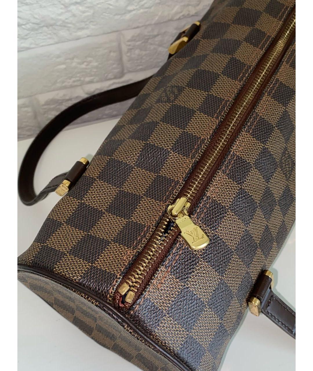LOUIS VUITTON Коричневая кожаная сумка с короткими ручками, фото 5