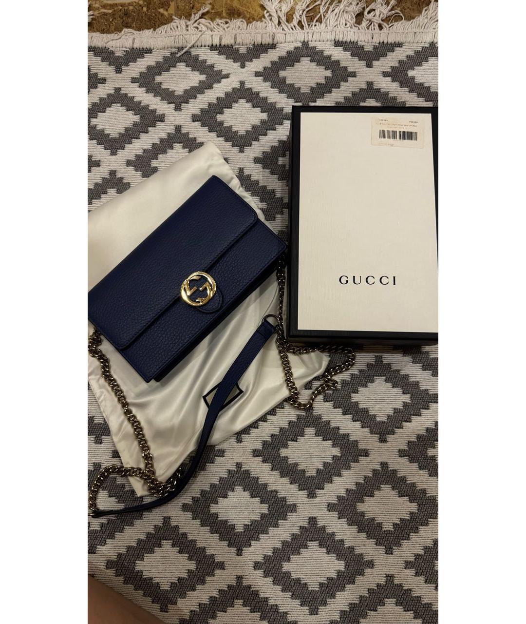 GUCCI Синяя кожаная сумка через плечо, фото 5
