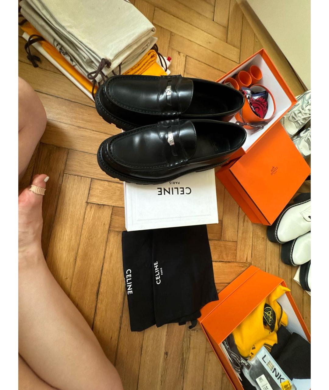CELINE Черные кожаные лоферы, фото 5