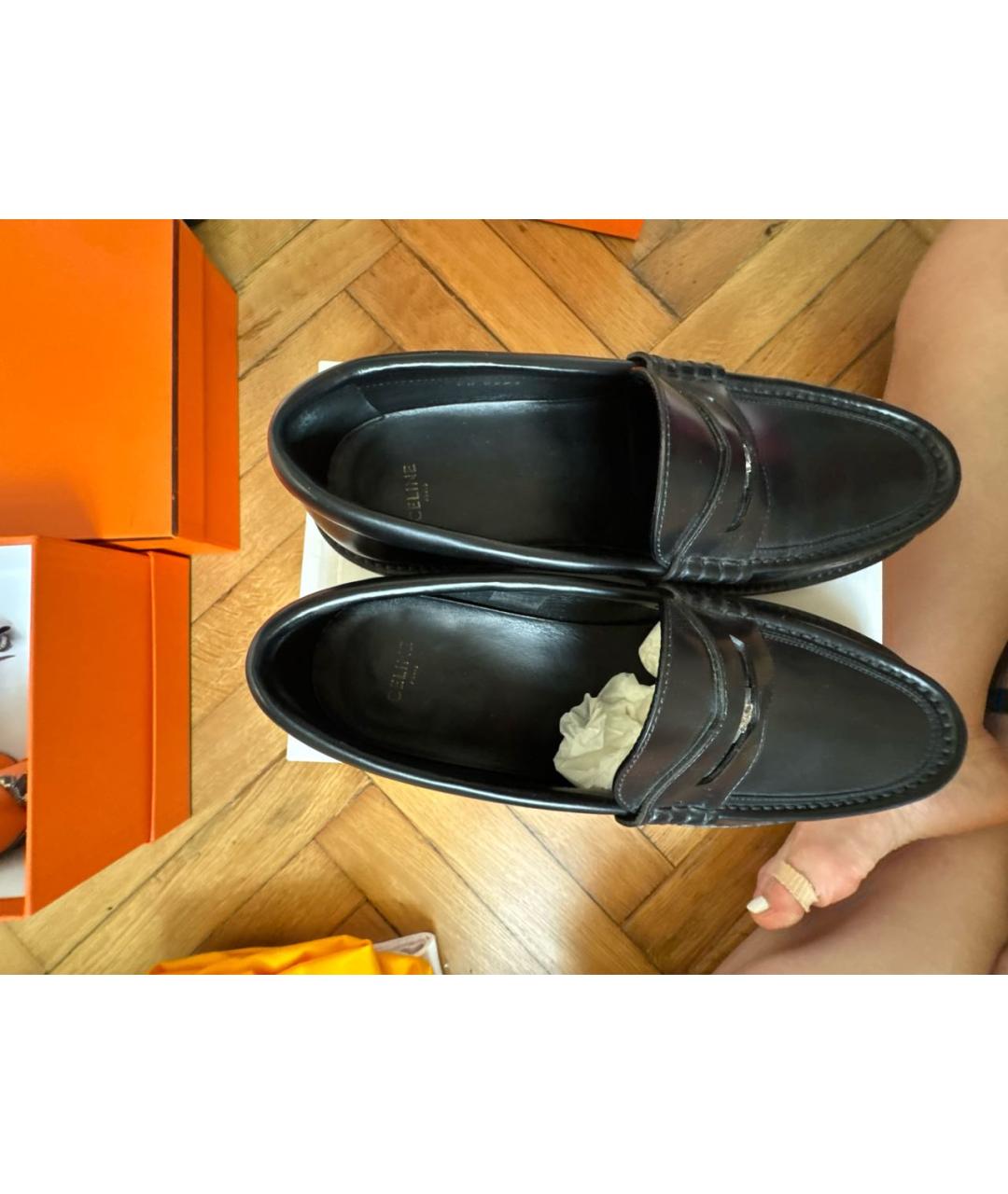 CELINE Черные кожаные лоферы, фото 3