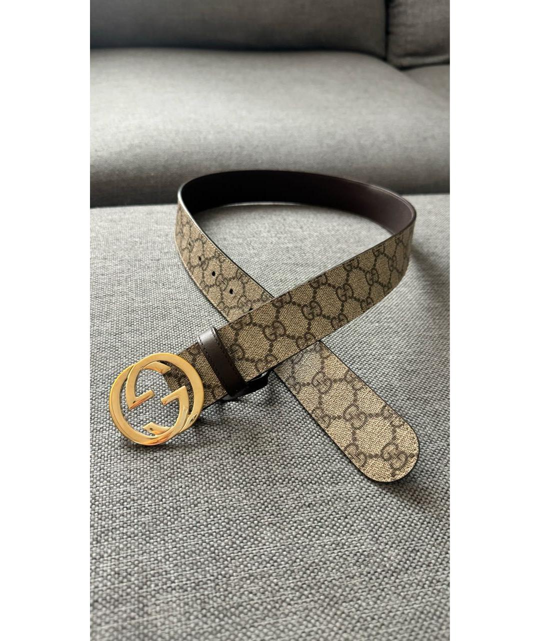 GUCCI Бежевый кожаный ремень, фото 4